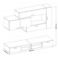 Living Wall Unit JIVE WH01 - WHITE + GRAPHITE